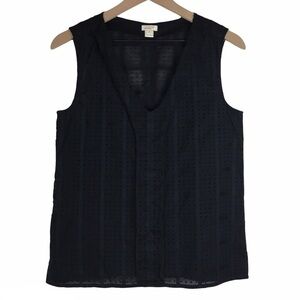 J CREW 100% Cotton Shell Top Sleeveless Swiss Dot V Neck Lightweight Size 4